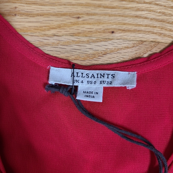 NEW All Saints Size 0 Red Embroidered Rosi Ani Dress - Picture 7 of 11